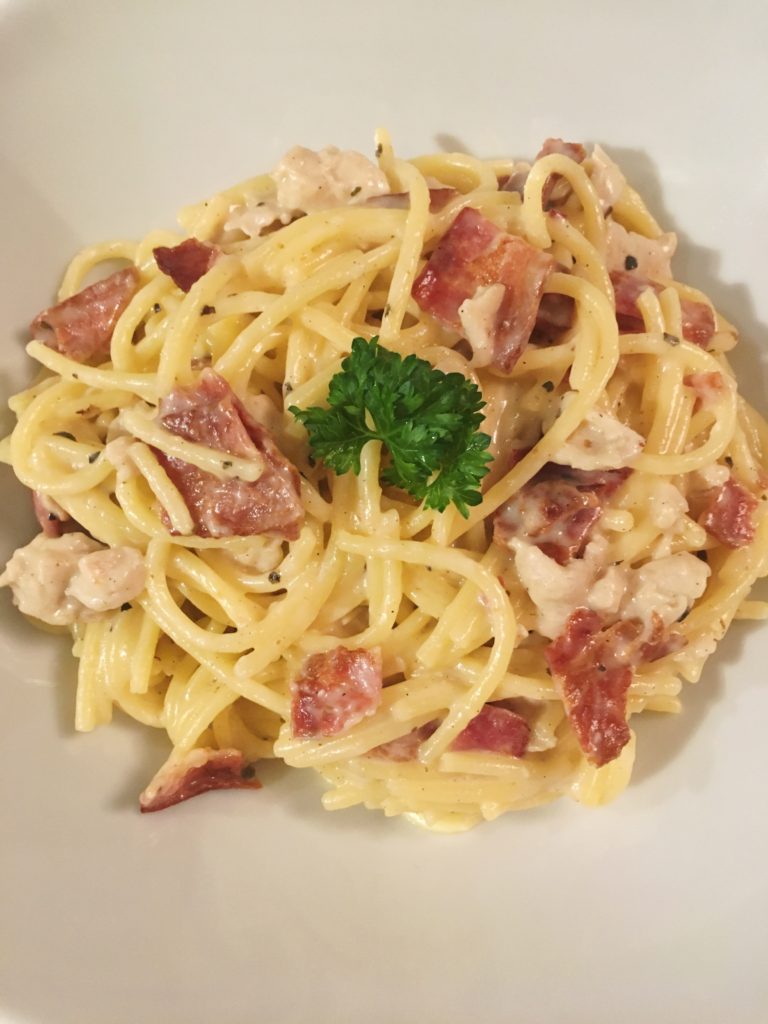 Creamy Chicken Carbonara - fitfoodieselma